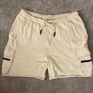 Men's Cream Cargo Drawstring Shorts